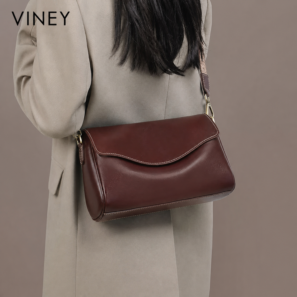 VINEY Genuine Leather Lightweight Vintage Pillow Hobo Bag product image 2