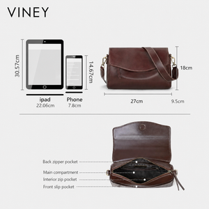 VINEY Genuine Leather Lightweight Vintage Pillow Hobo Bag product image 5