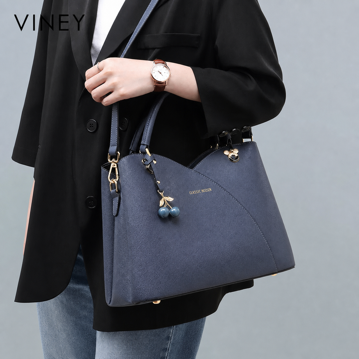 VINEY City Genuine Leather Top-Handle Bag — English product image 2