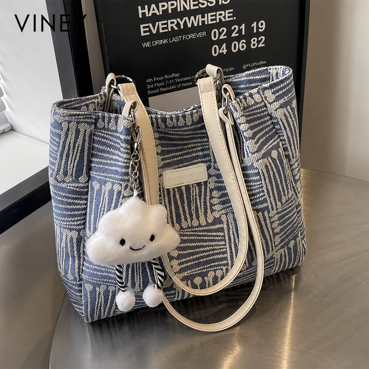 VINEY City Canvas Large Capacity Tote Bag — English product image 1