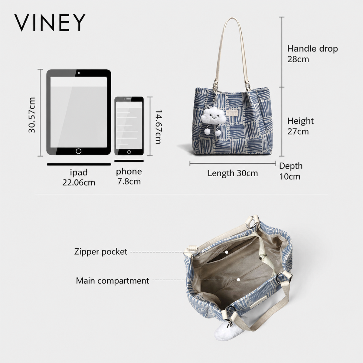 VINEY City Canvas Large Capacity Tote Bag — English product image 5