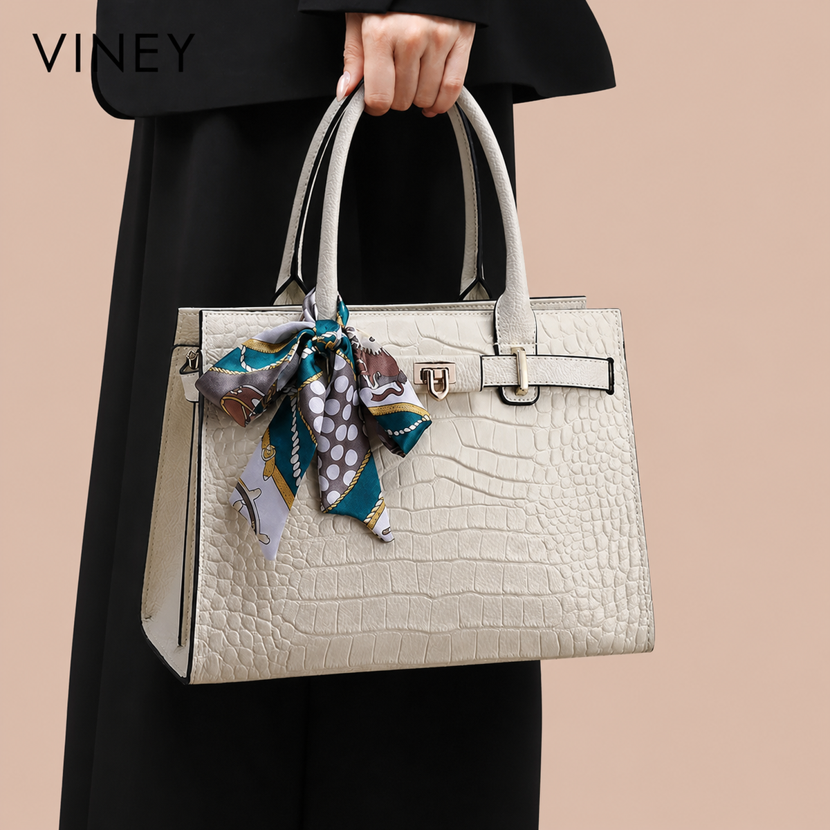 VINEY Classic Genuine Leather Convertible Top-Handle Bag — English product image 1