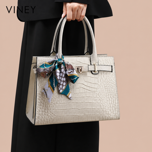 VINEY Classic Genuine Leather Convertible Top-Handle Bag — English product image 1