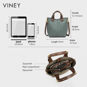 VINEY Everyday Genuine Leather Large Capacity Basket Convertible Bucket Bag — English product image 5