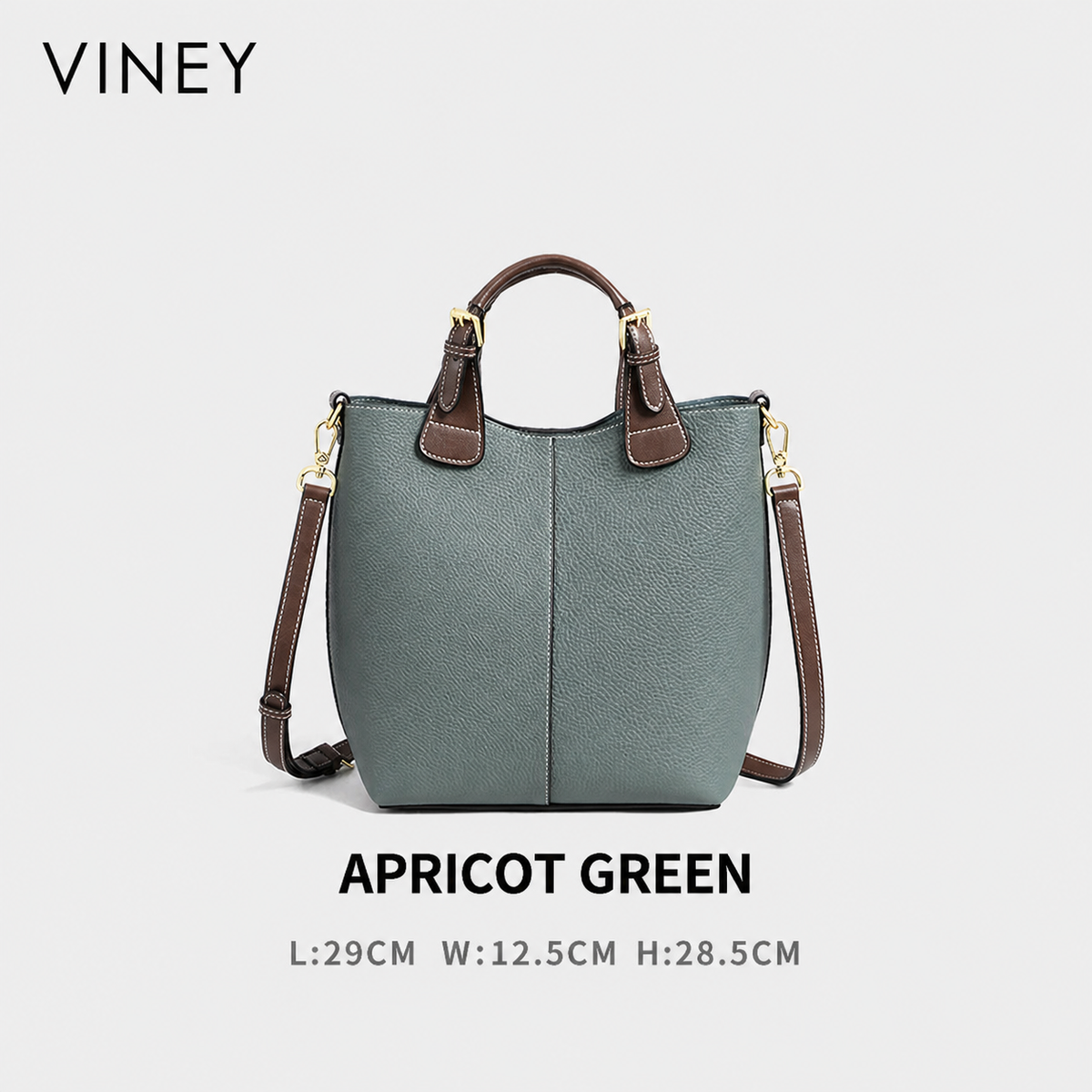 VINEY Everyday Genuine Leather Large Capacity Basket Convertible Bucket Bag — English product image 8