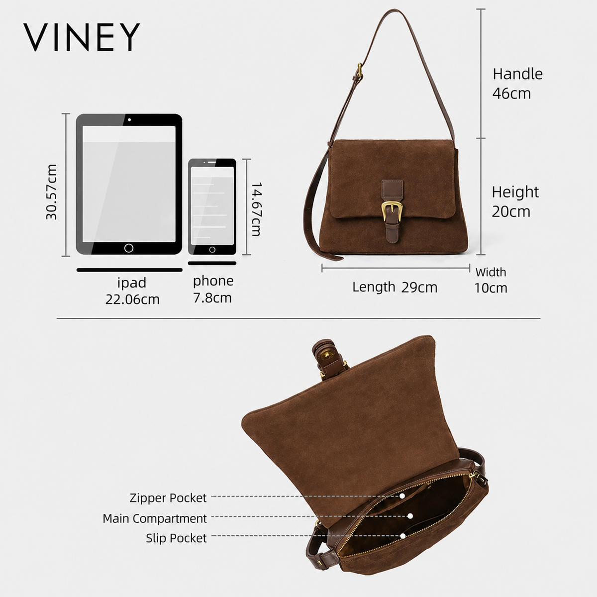 VINEY Urban Genuine Leather Convertible Hobo Bag product image 5