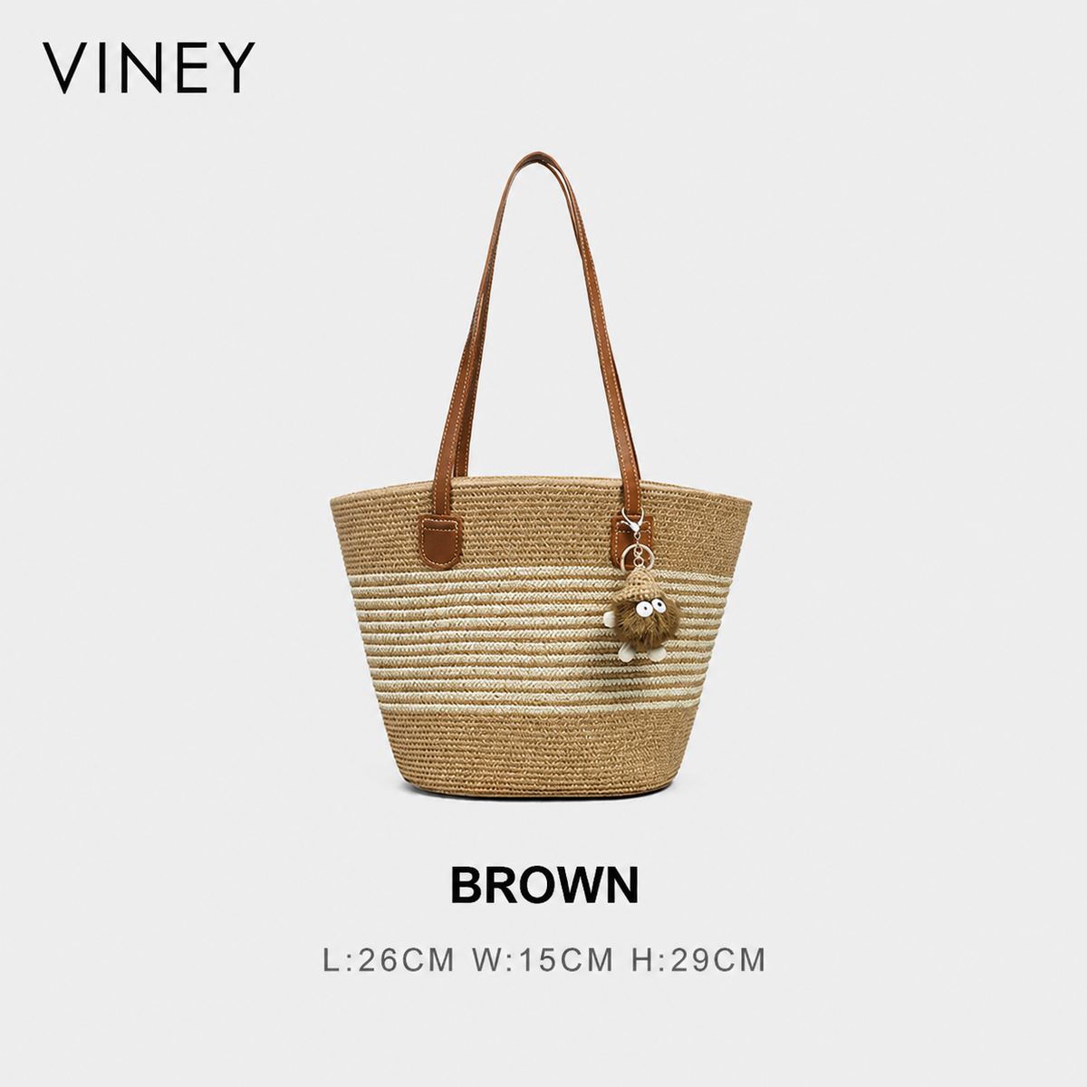 VINEY Everyday Woven Straw Beach Large Capacity Convertible Tote Bag — English product image 6