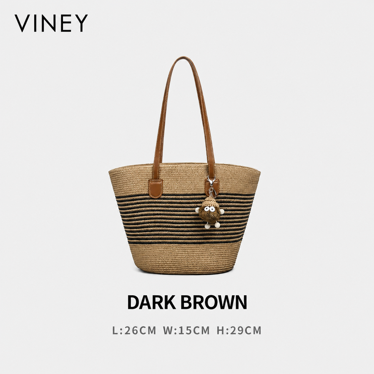 VINEY Everyday Woven Straw Beach Large Capacity Convertible Tote Bag — English product image 7