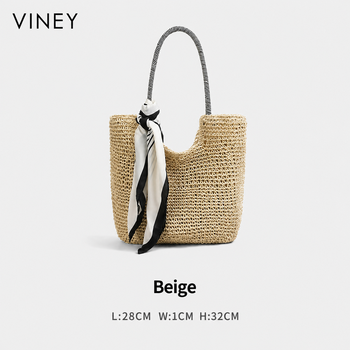 VINEY City Woven Straw Beach Large Capacity Tote Bag — English product image 6