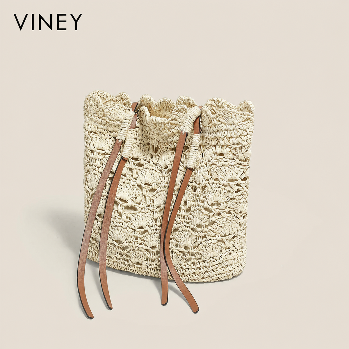 VINEY Commuter Woven Straw Beach Large Capacity Tote Bag — English product image 1