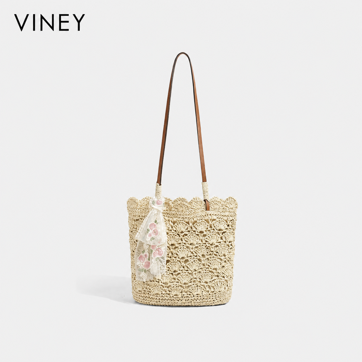 VINEY Commuter Woven Straw Beach Large Capacity Tote Bag — English product image 2