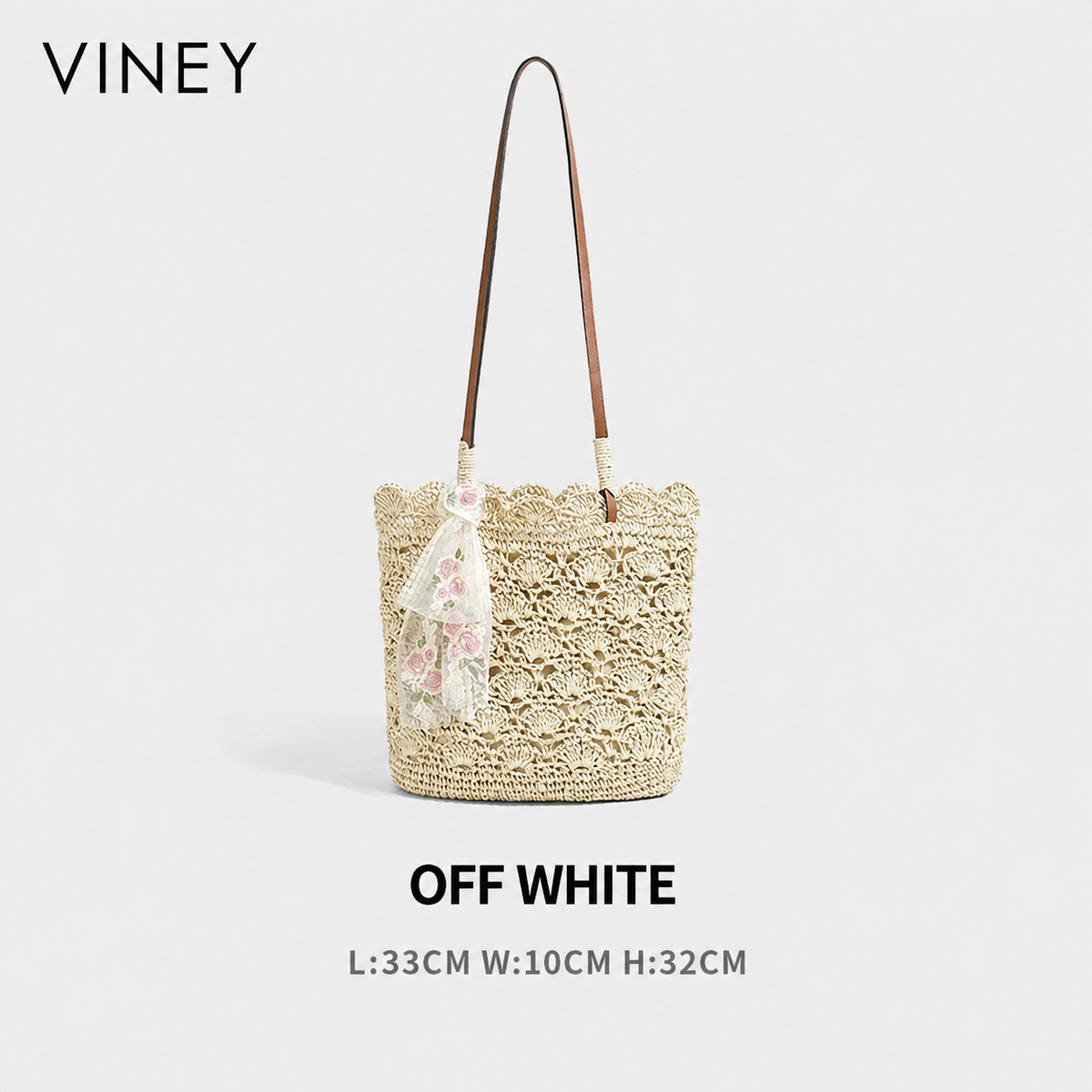 VINEY Commuter Woven Straw Beach Large Capacity Tote Bag — English product image 6