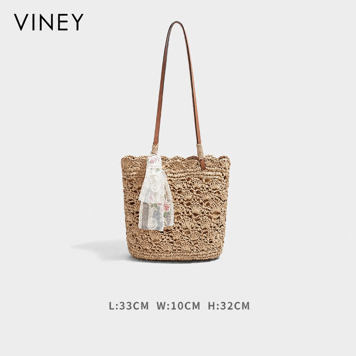 VINEY Commuter Woven Straw Beach Large Capacity Tote Bag — English product image 7