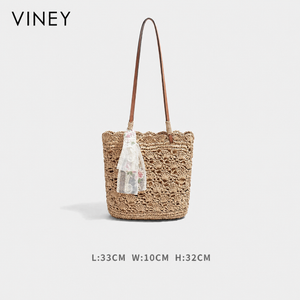 VINEY Commuter Woven Straw Beach Large Capacity Tote Bag — English product image 7