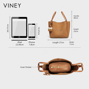VINEY City Genuine Leather Large Capacity Convertible Bucket Bag — English product image 5