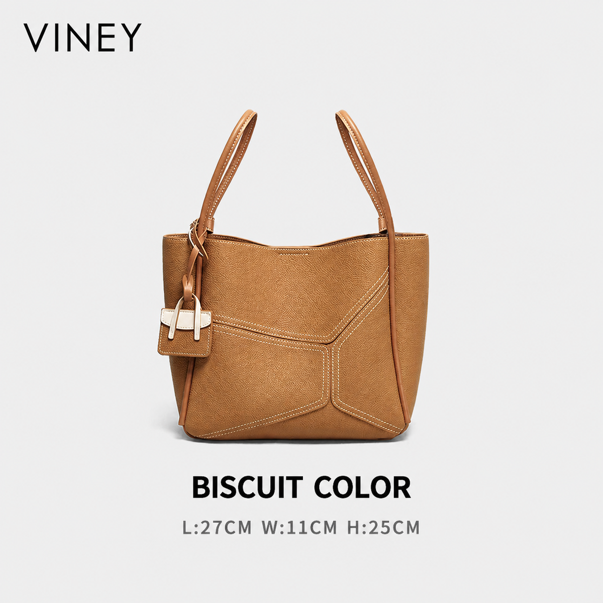 VINEY City Genuine Leather Large Capacity Convertible Bucket Bag — English product image 6
