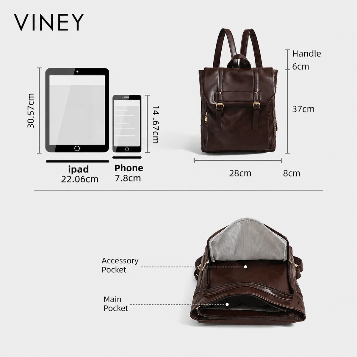 VINEY Commuter Large Capacity Laptop Backpack — English product image 5
