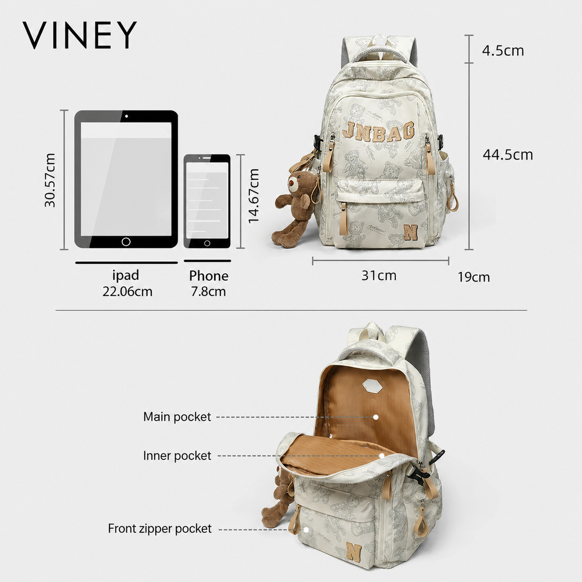 VINEY City Large Capacity Lightweight Laptop Backpack — English product image 5