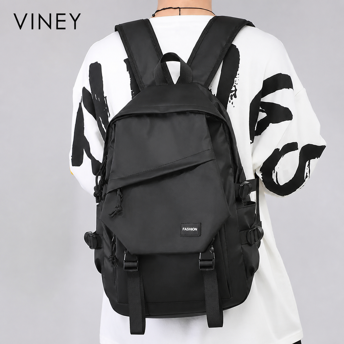 VINEY City Canvas Large Capacity Backpack — English product image 2