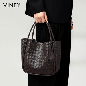 VINEY Urban Genuine Leather Large Capacity Basket Convertible Bucket Bag product image 2