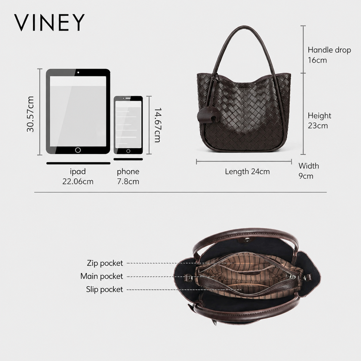 VINEY Urban Genuine Leather Large Capacity Basket Convertible Bucket Bag product image 5