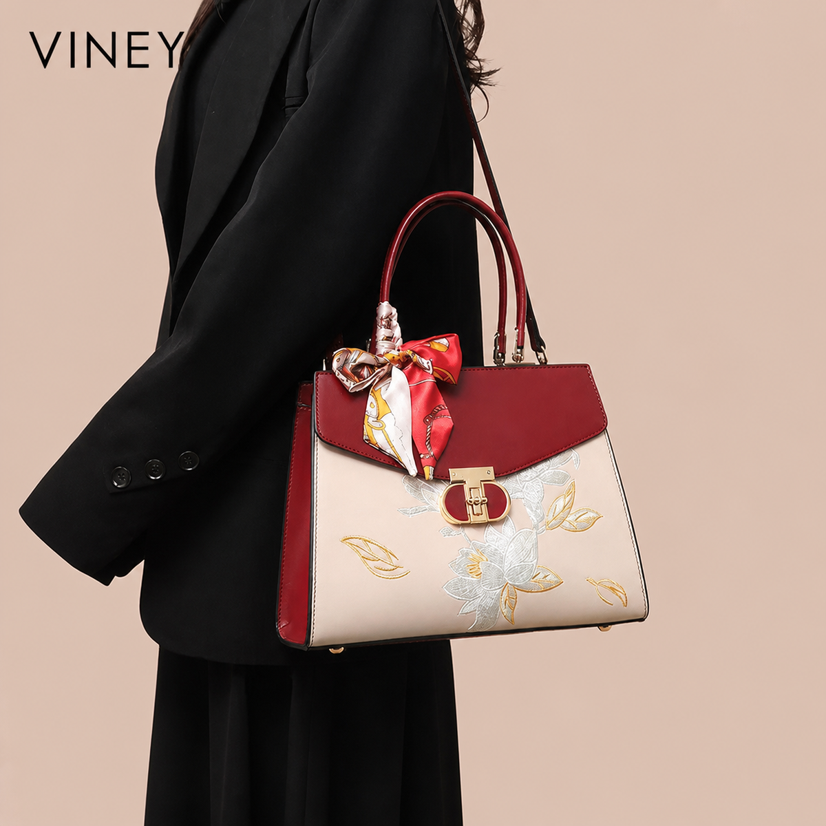 VINEY Classic Genuine Leather Top-Handle Bag — English product image 2