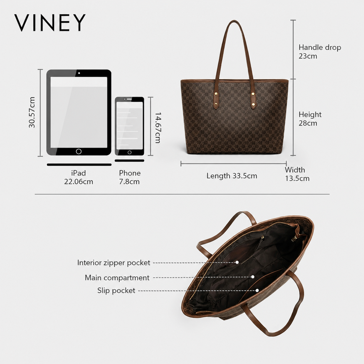 VINEY Everyday Large Capacity Convertible Tote Bag — English product image 5