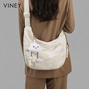 VINEY Canvas Large Capacity Crescent Convertible Tote Bag — English product image 2