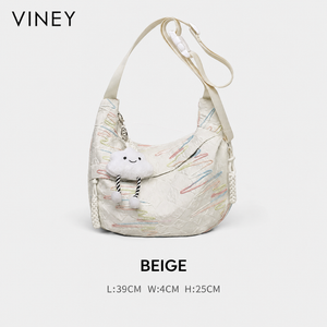 VINEY Canvas Large Capacity Crescent Convertible Tote Bag — English product image 6