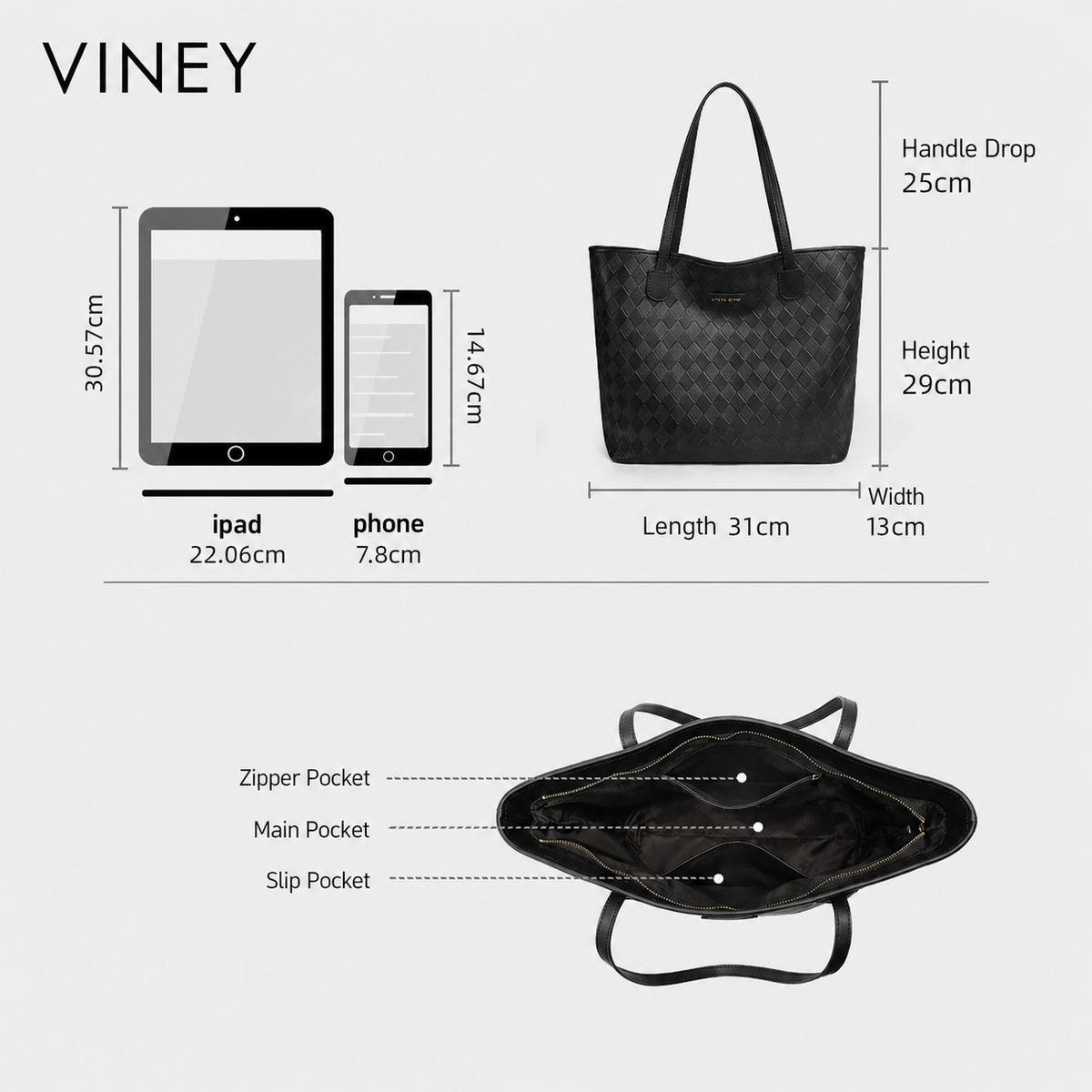 VINEY Everyday Genuine Leather Large Capacity Convertible Tote Bag — English product image 5
