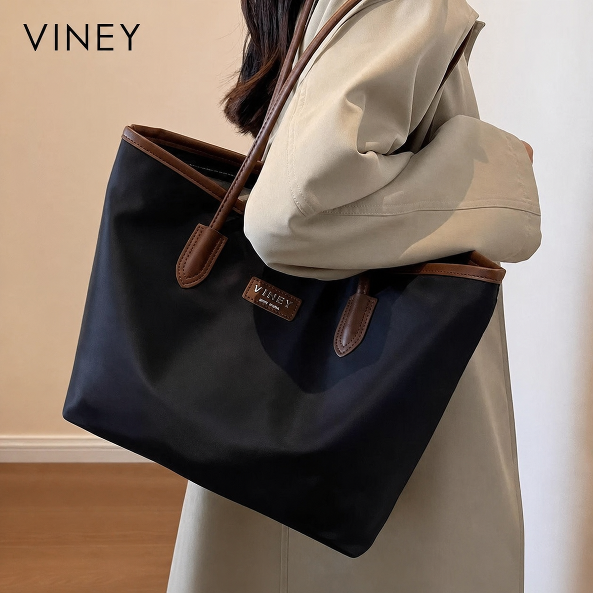 VINEY Oxford Fabric Large Capacity Lightweight Convertible Tote Bag product image 1