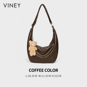 VINEY City Genuine Leather Large Capacity Convertible Hobo Bag — English product image 6