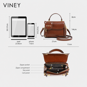 VINEY Essential Genuine Leather Convertible Top-Handle Bag — English product image 5