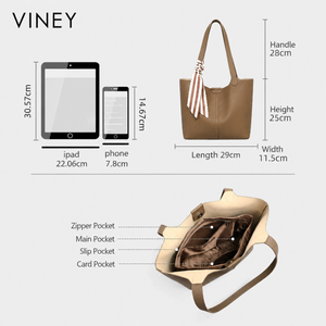 VINEY Everyday Genuine Leather Large Capacity Tote Bag — English product image 5