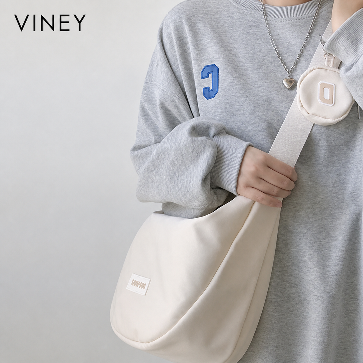 VINEY Everyday Canvas Large Capacity Convertible Hobo Bag — English product image 2