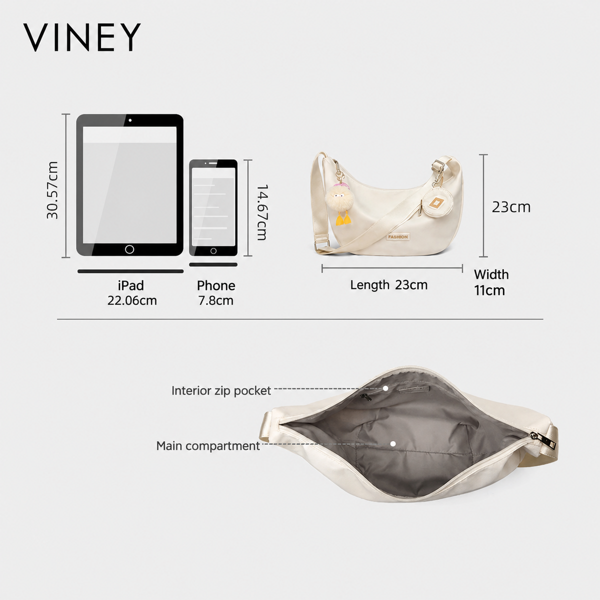 VINEY Everyday Canvas Large Capacity Convertible Hobo Bag — English product image 5