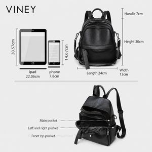 VINEY City Genuine Leather Large Capacity Backpack — English product image 5