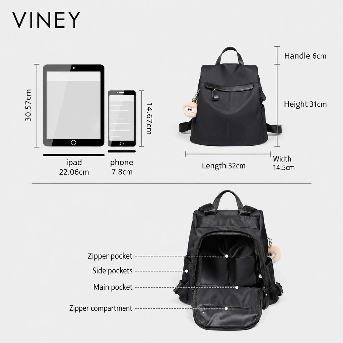 VINEY Urban Canvas Large Capacity Backpack product image 5