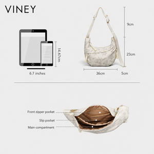VINEY Urban Canvas Large Capacity Crescent Tote Bag product image 5