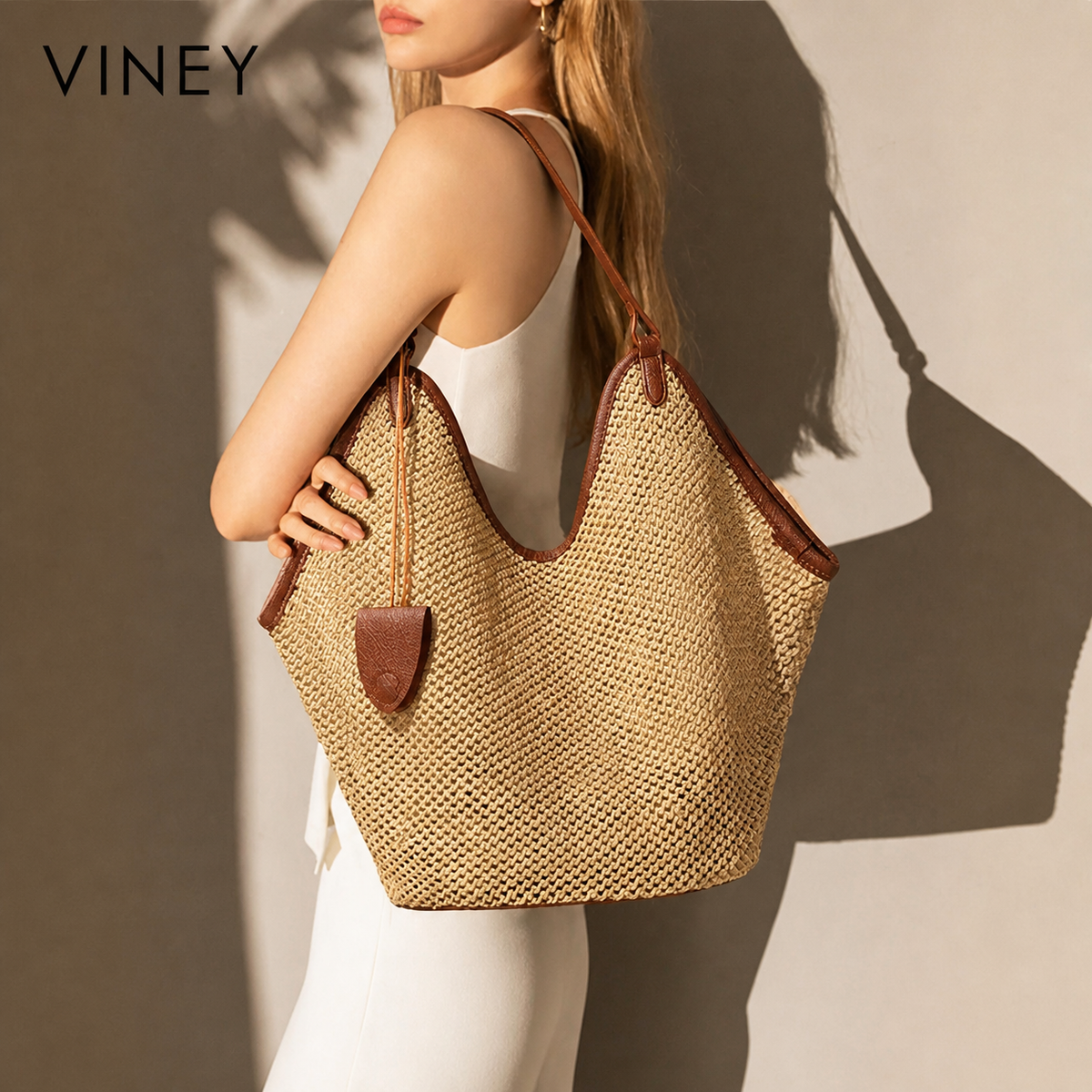 VINEY Woven Beach Large Capacity Convertible Tote Bag product image 1