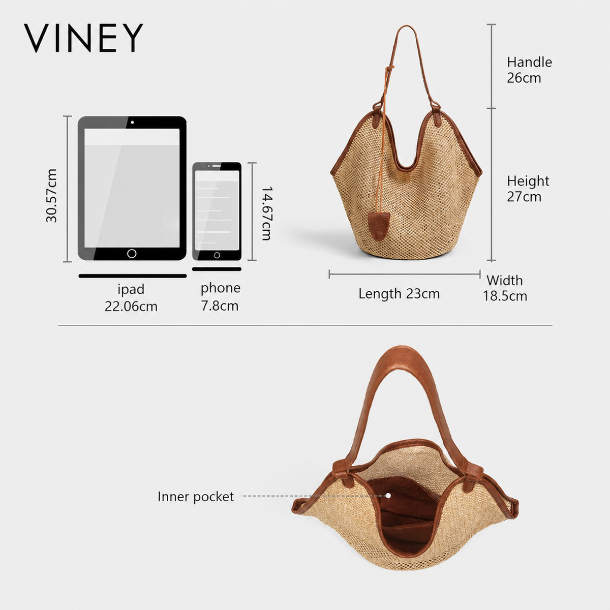 VINEY Woven Beach Large Capacity Convertible Tote Bag product image 5
