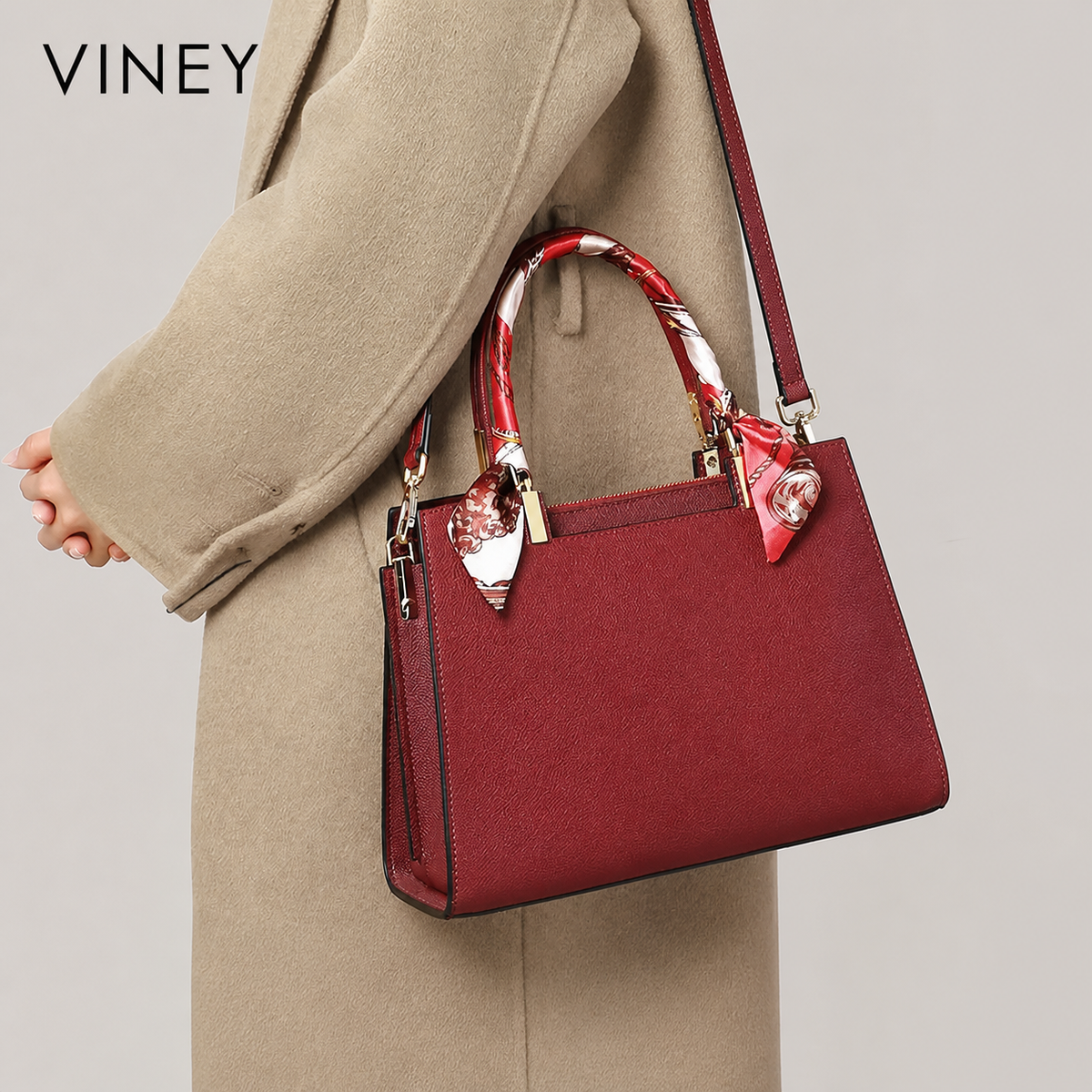 VINEY Everyday Genuine Leather Lightweight Top-Handle Bag — English product image 2