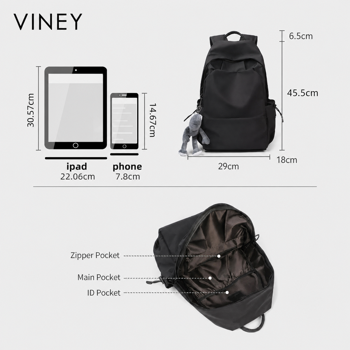 VINEY Commuter Large Capacity Backpack — English product image 5