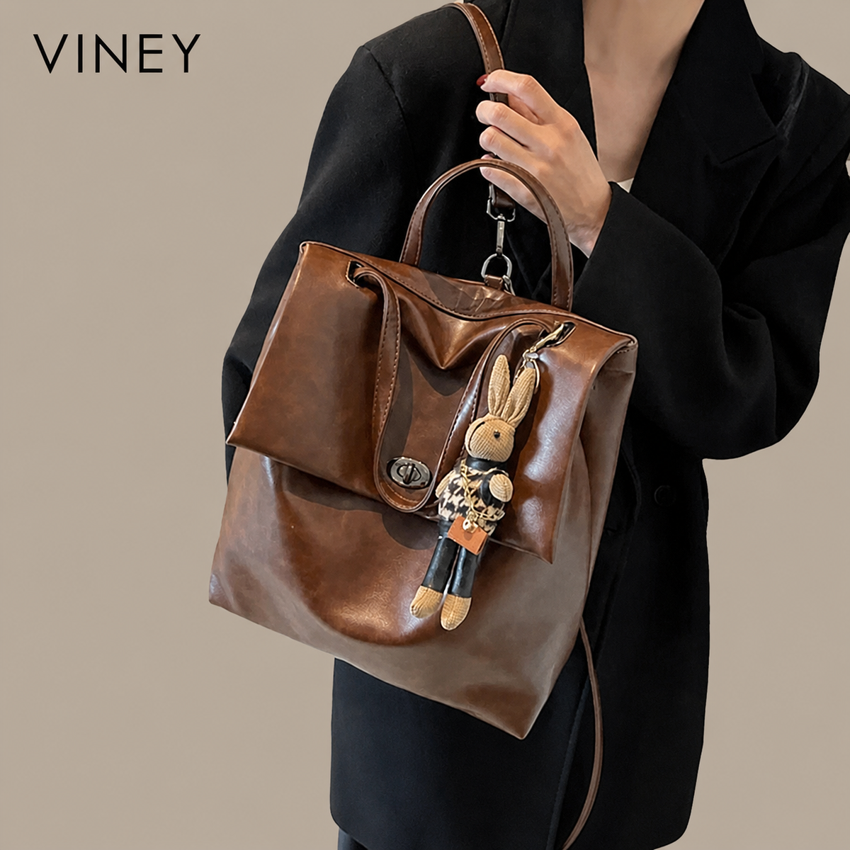VINEY Genuine Leather Large Capacity Vintage Backpack product image 2