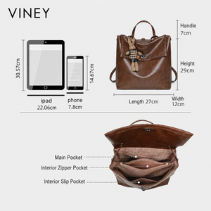 VINEY Genuine Leather Large Capacity Vintage Backpack product image 5