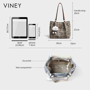 VINEY Canvas Large Capacity Lightweight Tote Bag — English product image 5