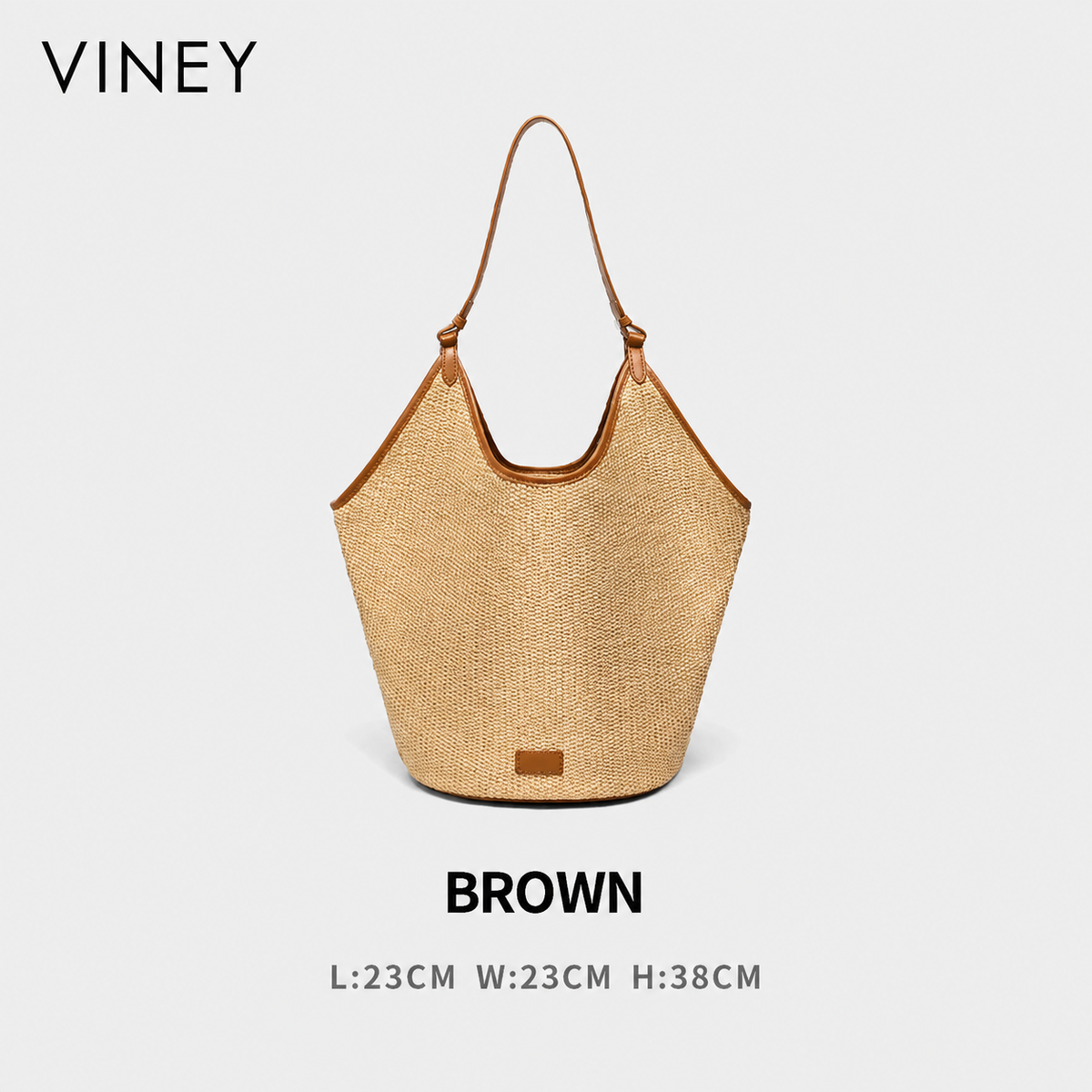 VINEY Everyday Woven Straw Beach Large Capacity Basket Tote Bag — English product image 6
