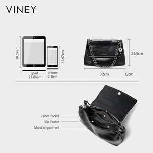 VINEY Urban Genuine Leather Large Capacity Chain-Strap Tote Bag product image 5