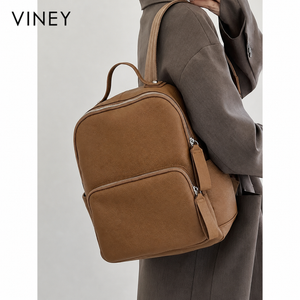 VINEY Commuter Genuine Leather Large Capacity Backpack — English product image 1