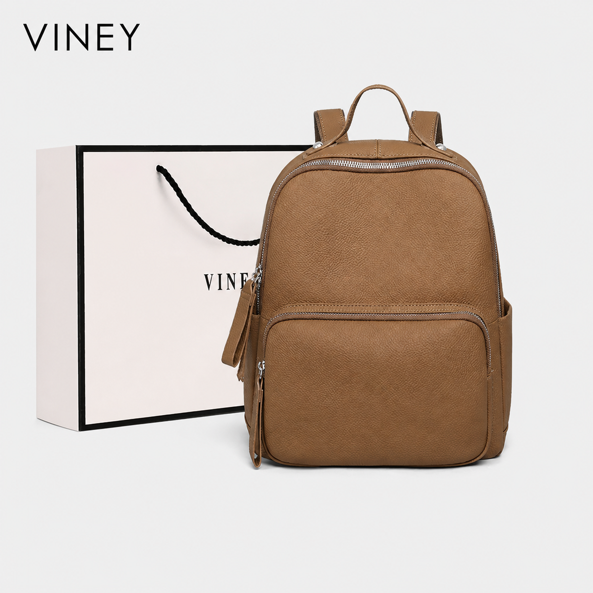 VINEY Commuter Genuine Leather Large Capacity Backpack — English product image 2